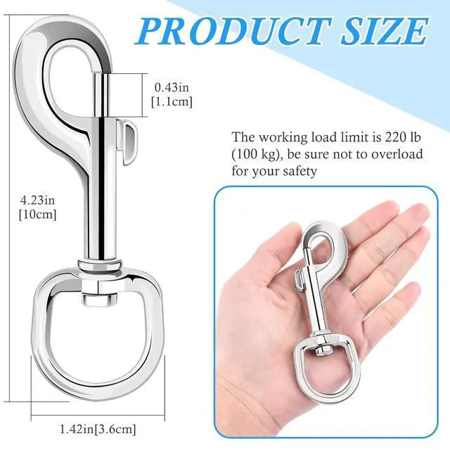 Alt view image 2 of 7 - Extra Large 4.23 Inch Swivel Eye Bolt Snap Hooks 220Lbs Load Capacity Zinc Alloy Single Ended Flag Clips Heavy Duty Trigger Bolt Hooks (30 Pack)