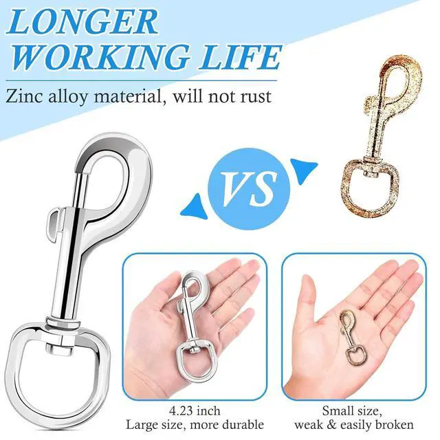 Alt view image 4 of 7 - Extra Large 4.23 Inch Swivel Eye Bolt Snap Hooks 220Lbs Load Capacity Zinc Alloy Single Ended Flag Clips Heavy Duty Trigger Bolt Hooks (30 Pack)