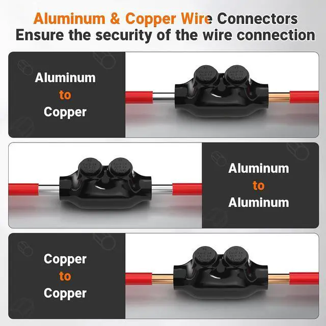 Alt view image 5 of 6 - 2 Port Inline Splice Connector 2-14 AWG Aluminum to Copper Wire Connectors Insulated Wire Connectors Inline Splice Connector with 5/32" Slotted Allen Hex - 6 Pack
