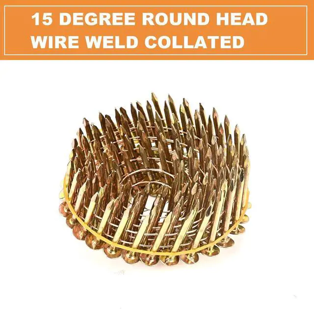Alt view image 2 of 6 - 3600 Count Coil Roofing Nails 3/4-Inch x .120-Inch for Roofing Nail Gun, 15 Degree Round Head Wire Weld Collated Roofing Nail, Smooth Shank Electro Galvanized Air Nails for Roofs