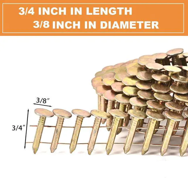 Alt view image 3 of 6 - 3600 Count Coil Roofing Nails 3/4-Inch x .120-Inch for Roofing Nail Gun, 15 Degree Round Head Wire Weld Collated Roofing Nail, Smooth Shank Electro Galvanized Air Nails for Roofs