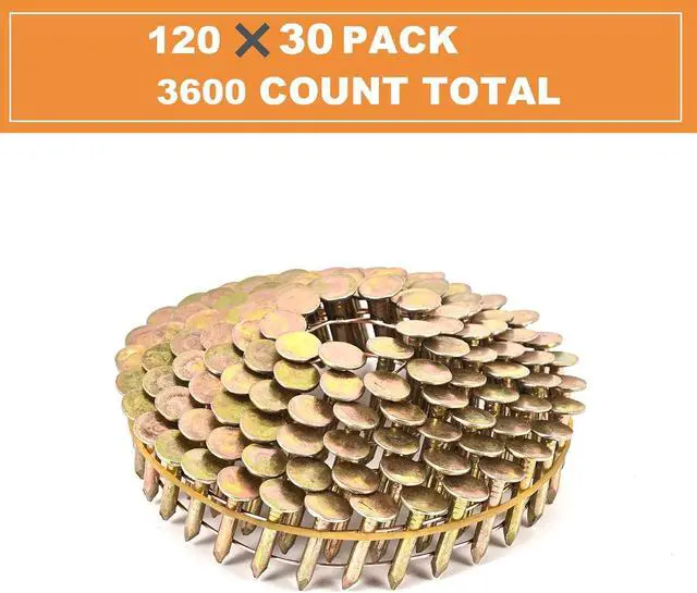 Alt view image 4 of 6 - 3600 Count Coil Roofing Nails 3/4-Inch x .120-Inch for Roofing Nail Gun, 15 Degree Round Head Wire Weld Collated Roofing Nail, Smooth Shank Electro Galvanized Air Nails for Roofs