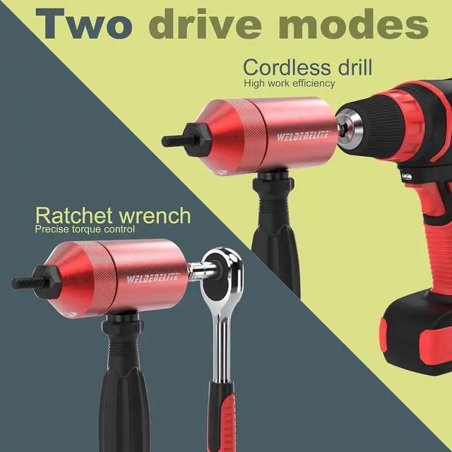 Alt view image 3 of 7 - Rivet Nut Drill Adapter Kit - Dual Drive Modes: Drill/Ratchet, with 270pcs Nuts & 36pcs Mandrels (red)