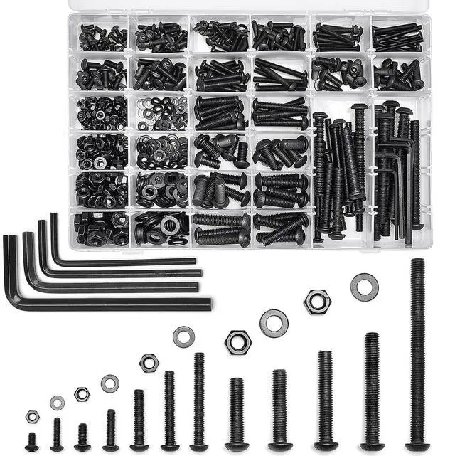 Main image of 688Pcs M4 M5 M6 M8 Screw and Bolt Assortment Set 12.9 Grade Alloy Steel Metric Fastener Set Machine Screw and Nut Set Hex Screws Nuts Washers Kit(Black)