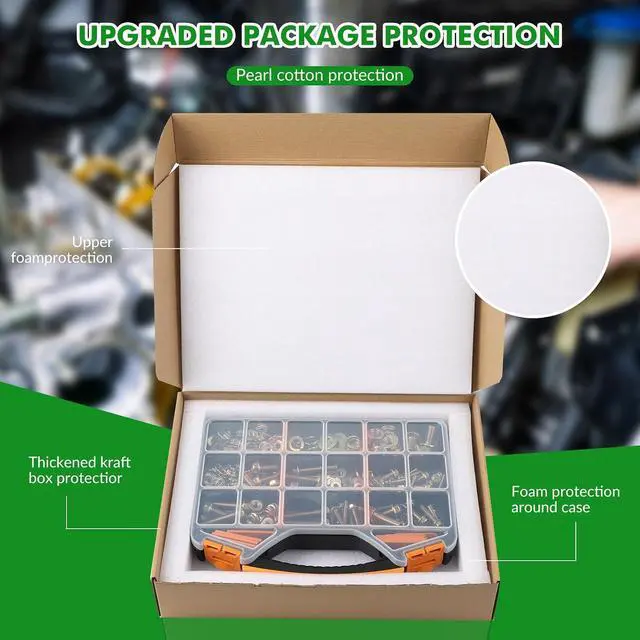 Alt view image 6 of 7 - 568pcs SAE 1/4" 5/16" 3/8" 1/2" Flange serrate Bolt and nut,Spring and Flat Washer Assortment Kit by Color Galvanization,Alloy Steel,Grade 5,Length 1/2" to 2-1/2",23 Common Size.