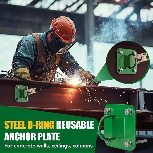 Alt view image 7 of 7 - D Ring Anchor Plate l Concrete Plate Anchors for Concrete Walls,Ceilings,Columns l Steel D-Ring Reusable Anchor Plate (1 Pack)
