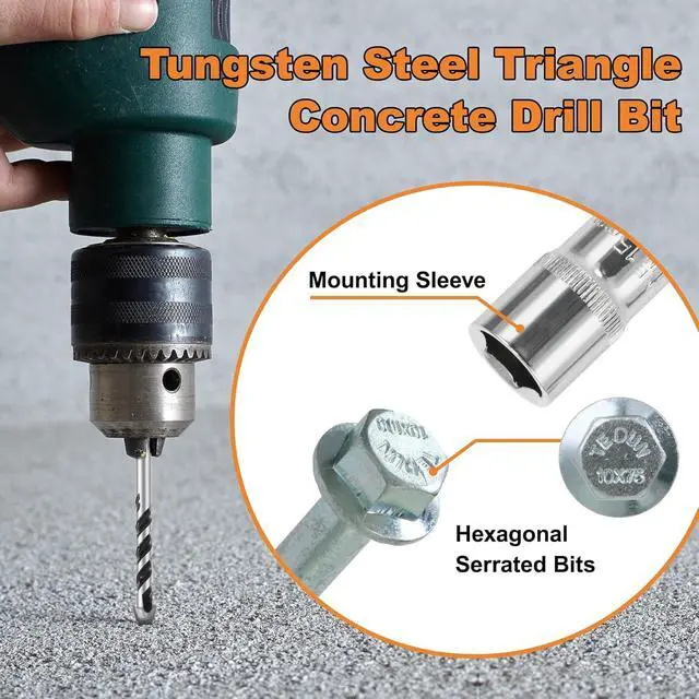Alt view image 5 of 6 - 1/2 x 3 50pcs Concrete Screws, Nickel Plated Concrete Screw Drill Bit Set for Anchoring Masonry, Brick or Concrete Block