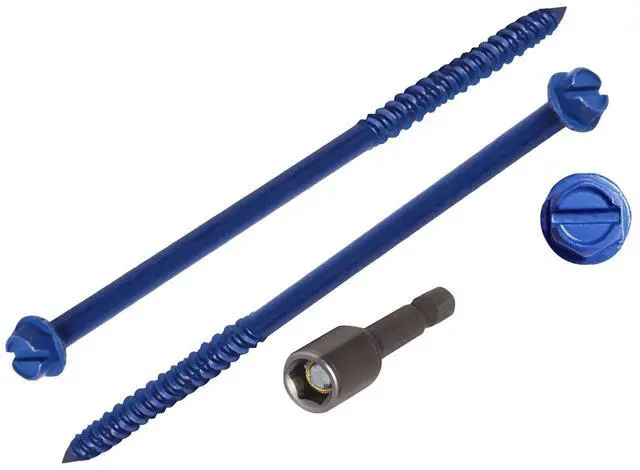 Main image of 100-Pack 1/4" * 6" Hex Head Concrete Screw Anchor, Concrete Screws, Slotted Concrete Screws, Blue Flat Head Screws, for Anchoring to Masonry, Block or Brick