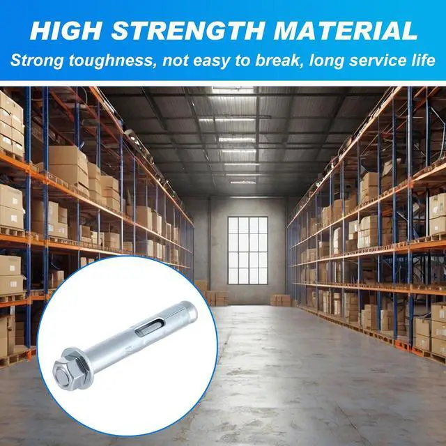 Alt view image 4 of 7 - 100 Pack 3/8" X 1-7/8" Sleeve Anchors for Concrete Hex Head Concrete Anchor Bolts Zinc Plated for Masonry Brick Heavy Duty Bolts Secure Fastening