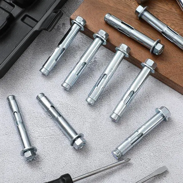 Alt view image 7 of 7 - 100 Pack 3/8" X 1-7/8" Sleeve Anchors for Concrete Hex Head Concrete Anchor Bolts Zinc Plated for Masonry Brick Heavy Duty Bolts Secure Fastening
