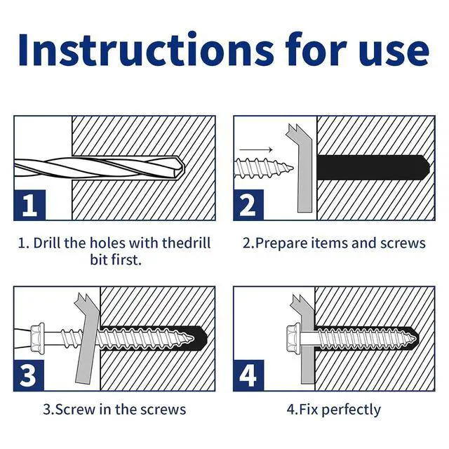 Alt view image 4 of 6 - 200Pcs 1/4" x3-1/4 Concrete Screws with 2 Drill Bits & 1 Driver Bit, Slotted Hex Washer Head Self-Tapping Masonry Screws for Brick, Block, Stucco, Concrete - Blue Flat Head Anchors