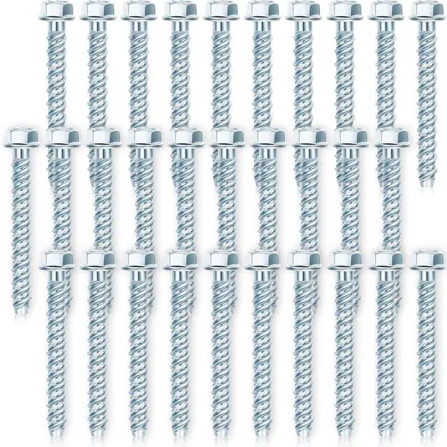 Main image of 50 Pcs 3/8 x 3 Zinc Plated Concrete Anchors Masonry Screws Heavy Duty Carbon Steel Hex Head Large Diameter Concrete Anchors and Screws Kit for Brick, Blocks, Cement