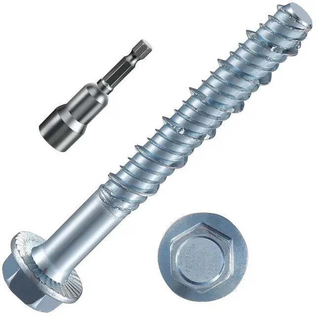 Main image of 3/8" x 6" Zinc Plated Large Diameter Concrete Screw Actual Thickness 1/2"(12mm) for Anchoring to Masonry, Brick or Block (30 pcs)