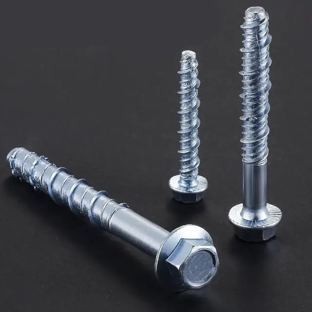 Alt view image 2 of 5 - 3/8" x 6" Zinc Plated Large Diameter Concrete Screw Actual Thickness 1/2"(12mm) for Anchoring to Masonry, Brick or Block (30 pcs)