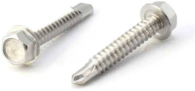 Main image of Hex Head Self-Tapping/Drilling Screw #14 Size, 1 1/2" Length - 410 Stainless Steel with Hex Washer Head - Mounting Screw for Metal, Drywall, Plastic - 1 1/2 in (38 mm), 100 PCS