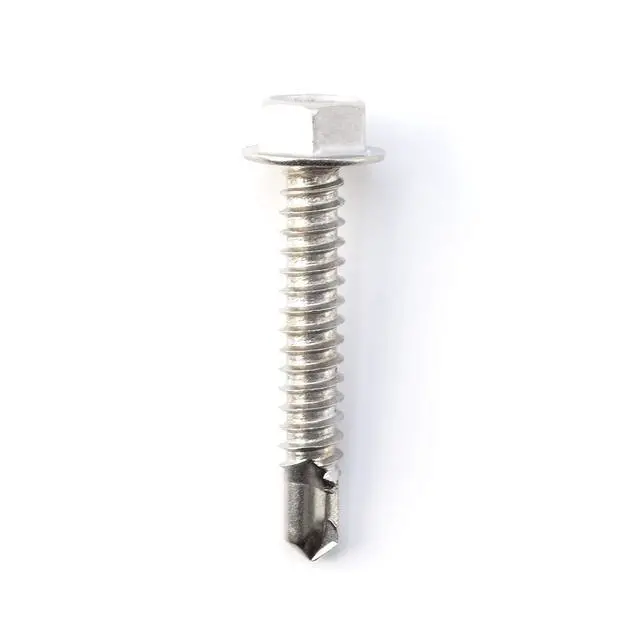 Alt view image 2 of 7 - Hex Head Self-Tapping/Drilling Screw #14 Size, 1 1/2" Length - 410 Stainless Steel with Hex Washer Head - Mounting Screw for Metal, Drywall, Plastic - 1 1/2 in (38 mm), 100 PCS