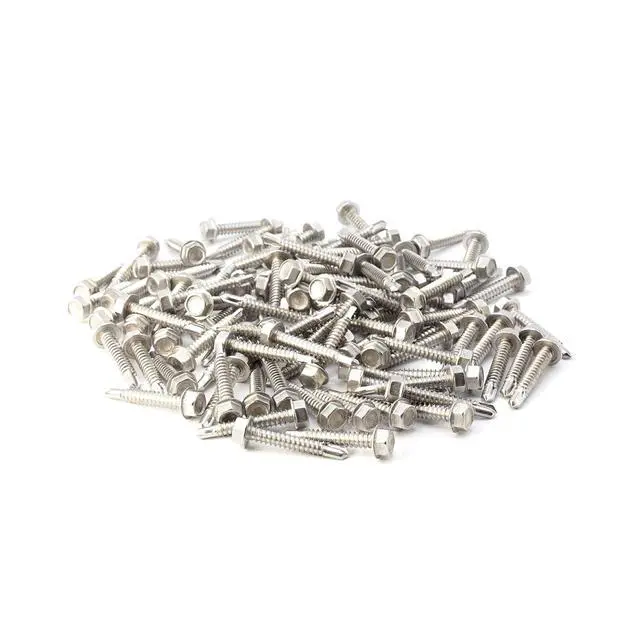 Alt view image 7 of 7 - Hex Head Self-Tapping/Drilling Screw #14 Size, 1 1/2" Length - 410 Stainless Steel with Hex Washer Head - Mounting Screw for Metal, Drywall, Plastic - 1 1/2 in (38 mm), 100 PCS