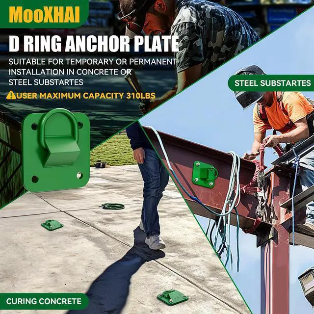 Alt view image 5 of 7 - D Ring Anchor Plate l Concrete Plate Anchors for Concrete Walls,Ceilings,Columns l Steel D-Ring Reusable Anchor Plate (1 Pack)