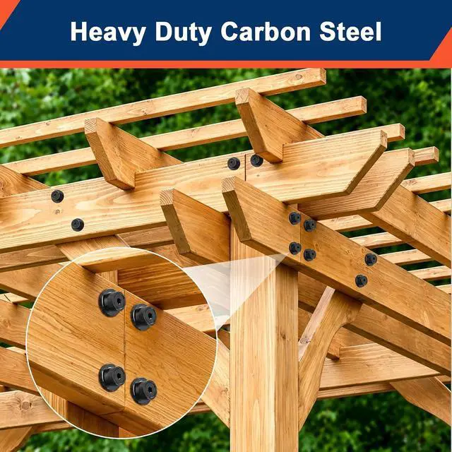 Alt view image 5 of 6 - Carbon Steel Nuts 48PCS, Heavy Duty Nuts Assortment Kit Washer, 1 inch Screw Hardware Nuts Fastener Tool, Screw Cap Covers Nuts for Decorating Outdoor Pergolas, Pavilions, Decks