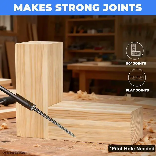 Alt view image 3 of 7 - Pocket Hole Screws Assortment Kit 880Pcs, #8 Coarse Thread | 1", 1-1/4", 1-1/2", 2", 2-1/2", Anti-Rust Blue & Zinc Coated,10 Sizes, Interior & Exterior Projects, 150mm Square Drive Bit