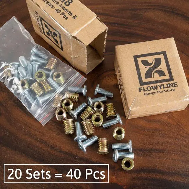 Alt view image 2 of 6 - 40Pcs M8 Bolt and Threaded Inserts for Wood and Metal