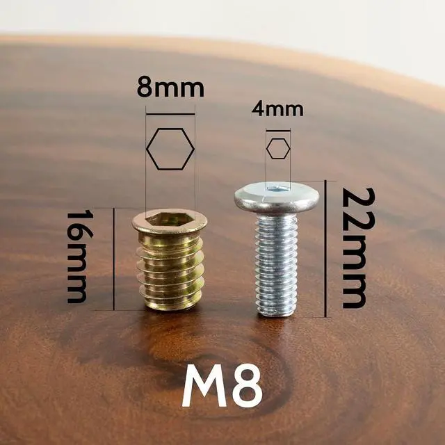 Alt view image 3 of 6 - 40Pcs M8 Bolt and Threaded Inserts for Wood and Metal