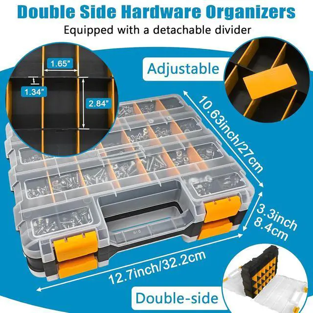 Alt view image 4 of 7 - 1609 PCS Machine Screws Assortment Kit, 304 Stainless Steel Nuts and Bolts,Phillips Pan Head and Flat Head Screws with Nuts, Bolts,Washers and 4pcs Screwdriver Bit, Double Sided Organizer