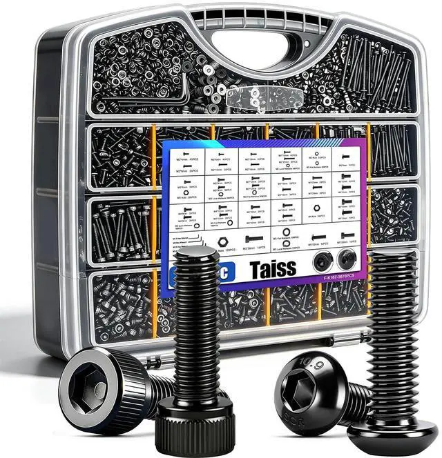 Main image of 3670PCS Metric Screw Assortment M2 M3 M4 M5 33 Sizes Button & Socket Head Screws,Hex Bolts and Nuts Kit Flat/Lock Washer, Metric Bolts and Nuts Assortment with Handheld Box