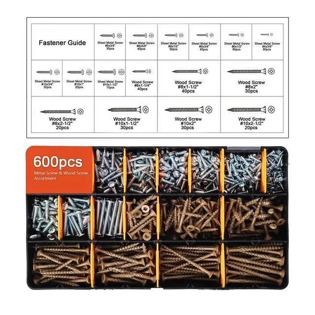 Alt view image 3 of 7 - 3000-Piece Hardware Kit with Anchors, Tapping Screws, Deck Screws&NailsDIY-Friendly,3-Tier Storage for Home Projects