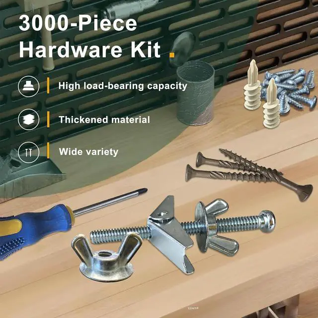 Alt view image 6 of 7 - 3000-Piece Hardware Kit with Anchors, Tapping Screws, Deck Screws&NailsDIY-Friendly,3-Tier Storage for Home Projects