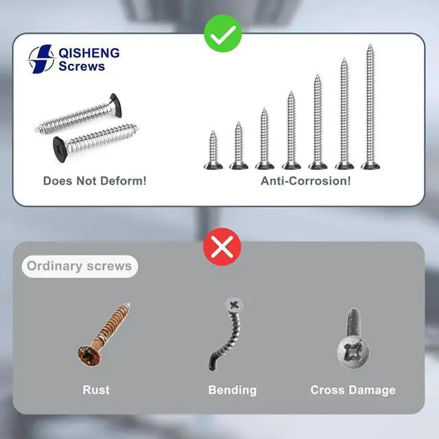 Alt view image 5 of 7 - 400 PCS Black Head #6#8#10 Stainless Steel Phillips Flat Head Wood Screws Assortment Set,Stainless Steel 18-8 A2(304) Screw,Home Screw Kit