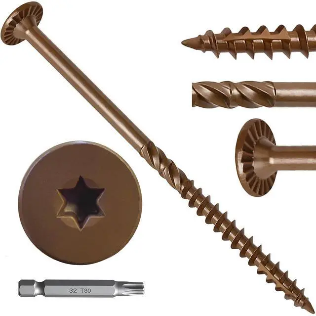 Main image of Wood Screws #14 x 10 Inch, 54Pcs Structural Deck Screws with Upgraded Thread, Heavy Duty Construction Lag Screws, Rust Resistant Outdoor Exterior Wood Long Screw, Torx Drive, T30 Star Bit Included