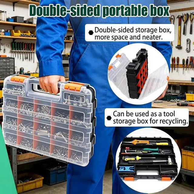 Alt view image 2 of 7 - /2002PCS 304 Stainless Steel Hardware Assortment Kit,Metric & SAE Machine Screw Kit,Nuts And Bolts Assortment,Phillips Pan Head & Flat Head Screws And Washers with Double Sided Organizer Box