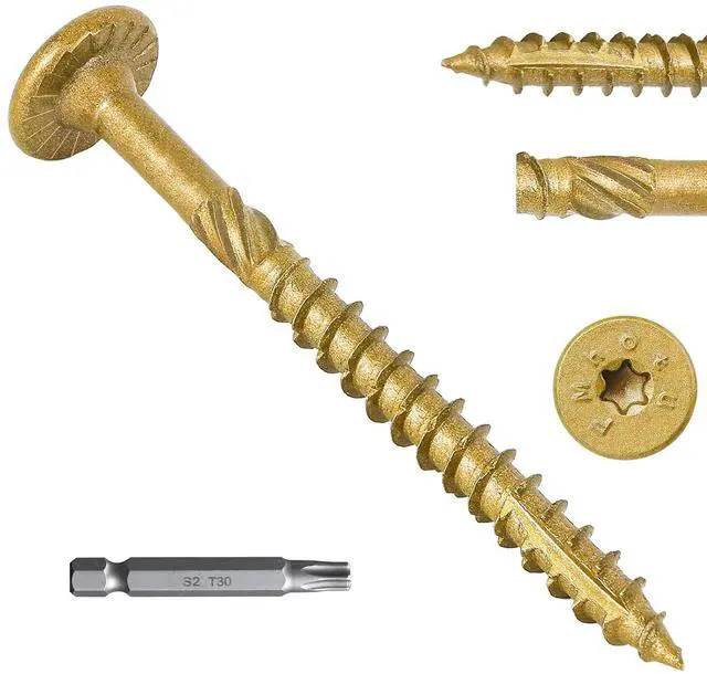Main image of 2-7/8 Inch Heavy-Duty Outdoor Wood Screws Assortment Fastener Kit, 150Pcs Star Drive Deck Screws, Rust Resistant Timber Screws for Timber/Log/Landscaping Wood (#14 x 2-7/8" Tan)
