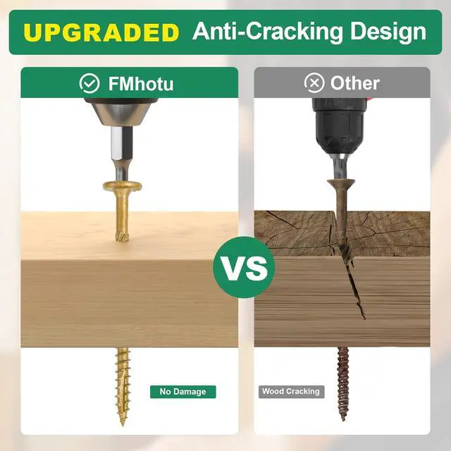 Alt view image 4 of 6 - 2-7/8 Inch Heavy-Duty Outdoor Wood Screws Assortment Fastener Kit, 150Pcs Star Drive Deck Screws, Rust Resistant Timber Screws for Timber/Log/Landscaping Wood (#14 x 2-7/8" Tan)