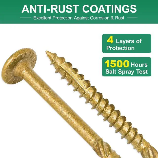 Alt view image 5 of 6 - 2-7/8 Inch Heavy-Duty Outdoor Wood Screws Assortment Fastener Kit, 150Pcs Star Drive Deck Screws, Rust Resistant Timber Screws for Timber/Log/Landscaping Wood (#14 x 2-7/8" Tan)