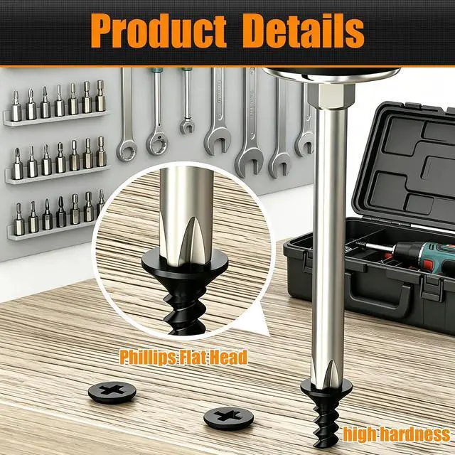 Alt view image 5 of 7 - 1020 PCS High Hardness Wood Screws Assortment Kit, #6#8 Drywall Screws, Assorted Black Wood Screws, Phillips Flat Head Screw Set-13 Sizes (5/8",3/4",1",1-1/4",1-1/2",2",2-3/4")