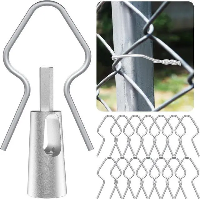 Main image of 200 Pcs T Post Clips Kit, Metal Wire Fence Clip & 1 Drill Chuck, Galvanized Steel Tie Preformed T-Post Fence Clips 11 Gauge Fence Ties Fast Installation Farm Garden&Livestock Fencing T/U-Posts(Silver)