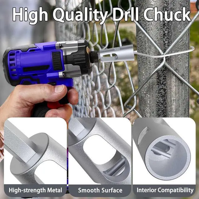 Alt view image 3 of 7 - 200 Pcs T Post Clips Kit, Metal Wire Fence Clip & 1 Drill Chuck, Galvanized Steel Tie Preformed T-Post Fence Clips 11 Gauge Fence Ties Fast Installation Farm Garden&Livestock Fencing T/U-Posts(Silver)