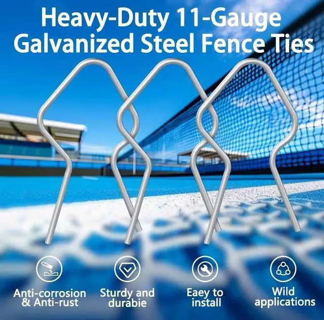 Alt view image 5 of 7 - 200 Pcs T Post Clips Kit, Metal Wire Fence Clip & 1 Drill Chuck, Galvanized Steel Tie Preformed T-Post Fence Clips 11 Gauge Fence Ties Fast Installation Farm Garden&Livestock Fencing T/U-Posts(Silver)