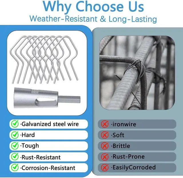Alt view image 4 of 7 - 200 Pcs T Post Clips Kit, Metal Wire Fence Clip & 1 Drill Chuck, Galvanized Steel Tie Preformed T-Post Fence Clips 11 Gauge Fence Ties Fast Installation Farm Garden&Livestock Fencing T/U-Posts(Silver)