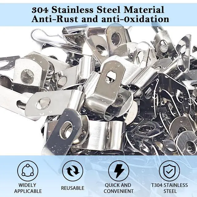 Alt view image 3 of 7 - 400 PCS T304 Stainless Steel Wire Fence Clips, Fasteners Post Screw with Wire Fixer, Agricultural Fencing Fence Wire Clamps for 4, 6, 8,10 and 12-16Gauge Wire Fencing Livestock Fencing Clips for Wood