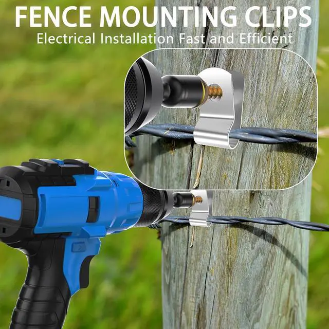 Alt view image 4 of 7 - 400 PCS T304 Stainless Steel Wire Fence Clips, Fasteners Post Screw with Wire Fixer, Agricultural Fencing Fence Wire Clamps for 4, 6, 8,10 and 12-16Gauge Wire Fencing Livestock Fencing Clips for Wood