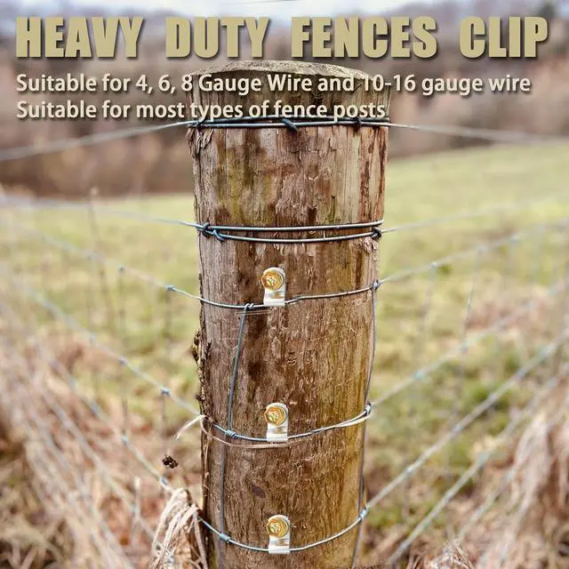 Alt view image 5 of 7 - 400 PCS T304 Stainless Steel Wire Fence Clips, Fasteners Post Screw with Wire Fixer, Agricultural Fencing Fence Wire Clamps for 4, 6, 8,10 and 12-16Gauge Wire Fencing Livestock Fencing Clips for Wood