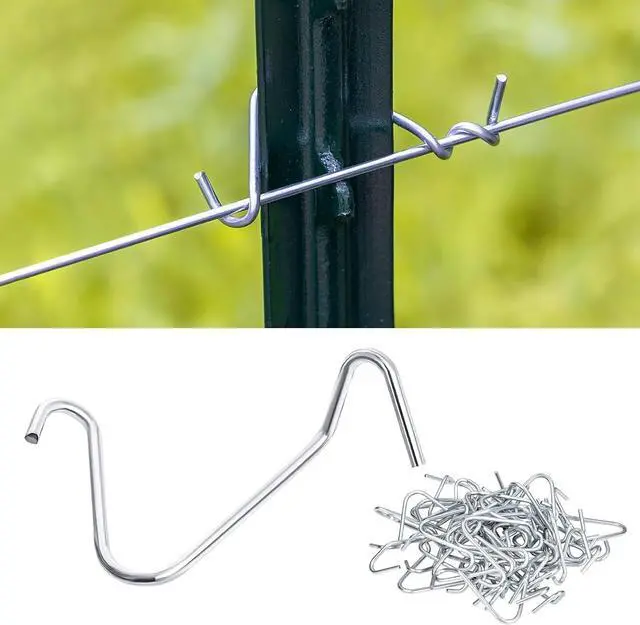 Main image of T Post Clips 500 pcs Fence Wire Tensioner, Galvanized Steel Fence Clips for Securing Wire Garden Farm Highway Sport Fences