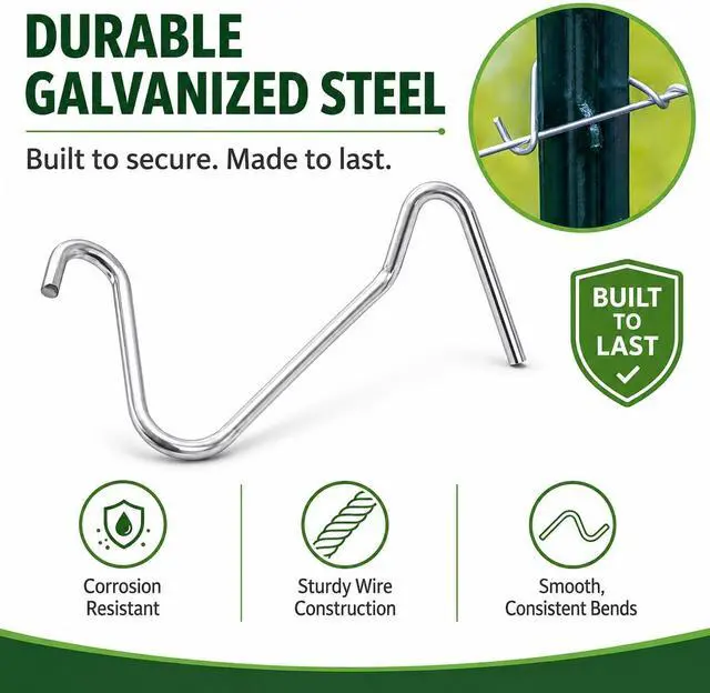 Alt view image 2 of 7 - T Post Clips 500 pcs Fence Wire Tensioner, Galvanized Steel Fence Clips for Securing Wire Garden Farm Highway Sport Fences