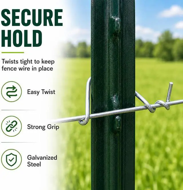 Alt view image 3 of 7 - T Post Clips 500 pcs Fence Wire Tensioner, Galvanized Steel Fence Clips for Securing Wire Garden Farm Highway Sport Fences
