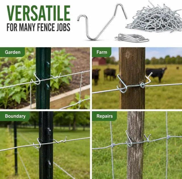Alt view image 7 of 7 - T Post Clips 500 pcs Fence Wire Tensioner, Galvanized Steel Fence Clips for Securing Wire Garden Farm Highway Sport Fences