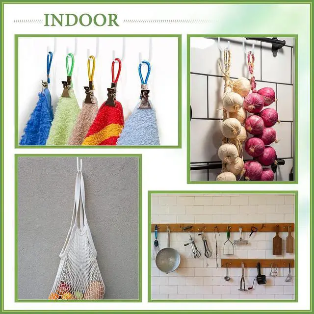 Alt view image 5 of 7 - 60 Pcs White Vinyl Fence Hooks 2 x 6 Inch Patio Hangers Hanging Powder Coated Steel Fence Hooks Lattice Shepherds Hook Stick Plant Baskets for Indoor Outdoor Lights Bird Feeder Pool Equipment