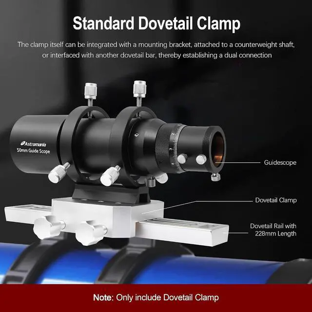 Alt view image 7 of 7 - Dovetail Clamp with Two Brass Screws, Premium Dovetail Mount Plate to Attach Finderscope Guidescope on Telescopes, Aluminum Metal Telescope Accessories for Astronomy Telescopes and Cameras